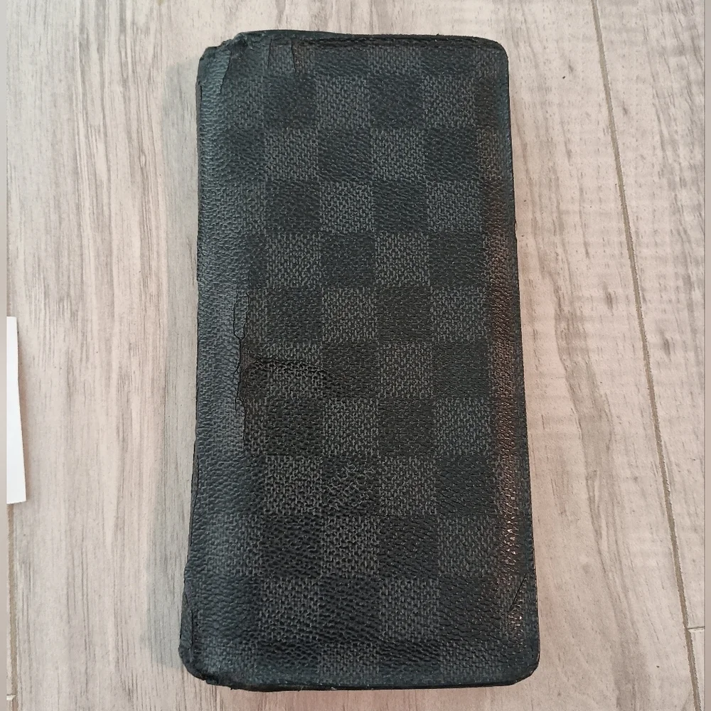 Louis Vuitton Slim Unisex Graphite/Black Brazza Damier Canvas Long Wallet Bifold